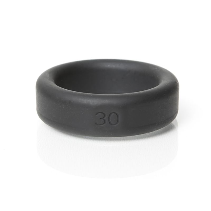 Black Boneyard silicone cock ring with the 30mm size marking