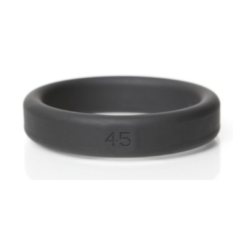 Black Boneyard silicone cock ring with the 45mm size marking