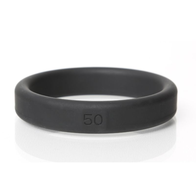 Black Boneyard silicone cock ring with the 50mm size marking