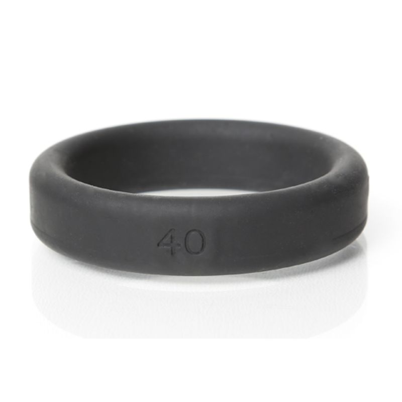 Black Boneyard silicone cock ring with the 40mm size marking