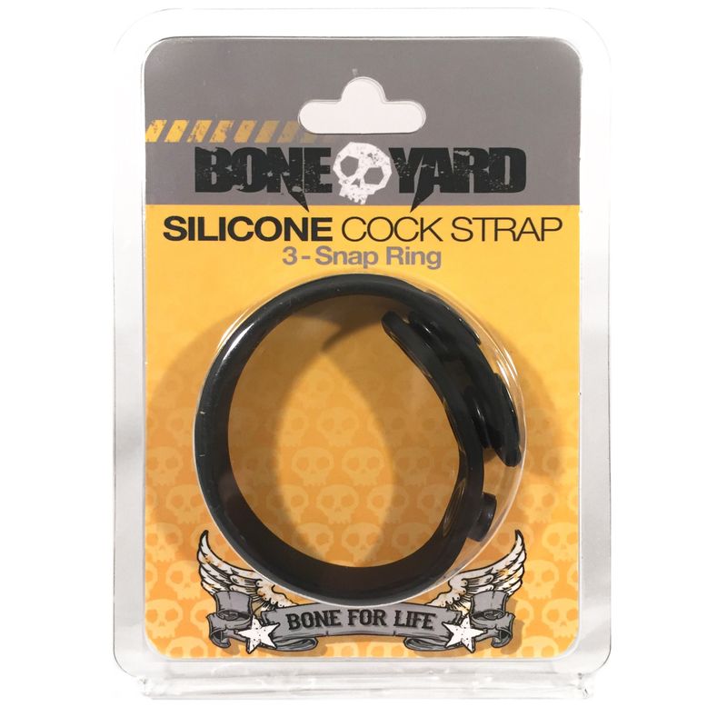 Boneyard Silicone Cock Strap 3 Snap Ring - Black