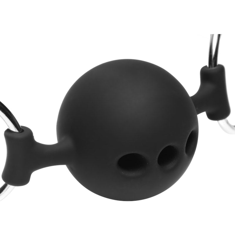 Hinder Breathable Silicone Ball Gag With Nipple Clamps Black