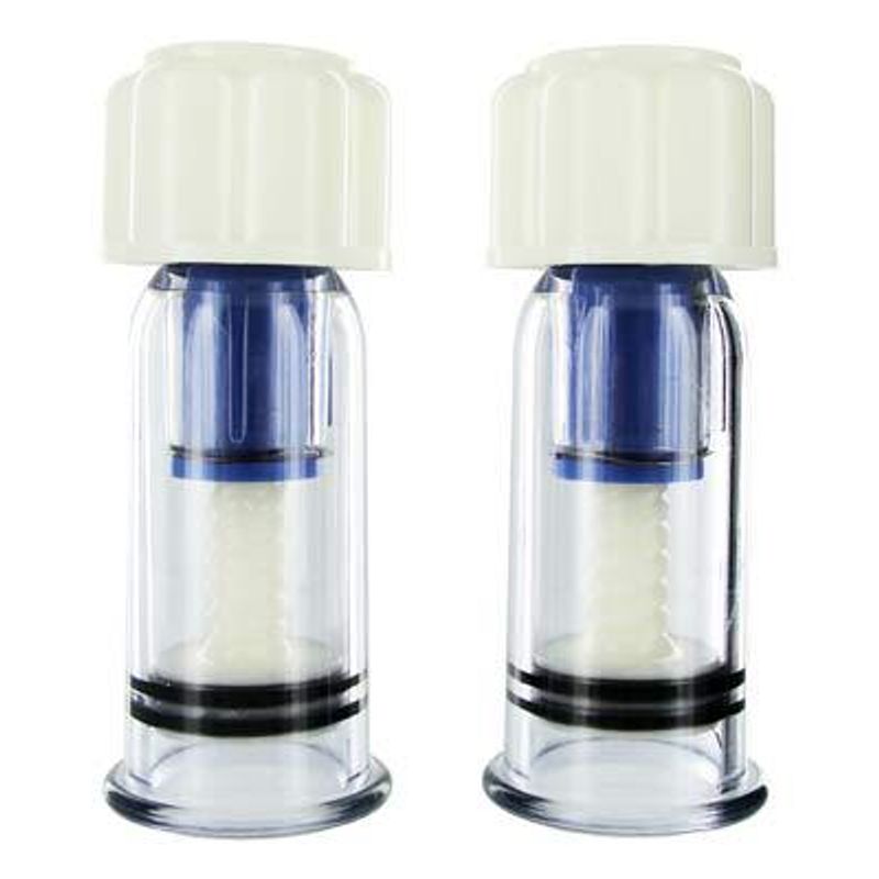 Size Matters MAXtwist nipple suckers pair with clear barrels and white twist caps