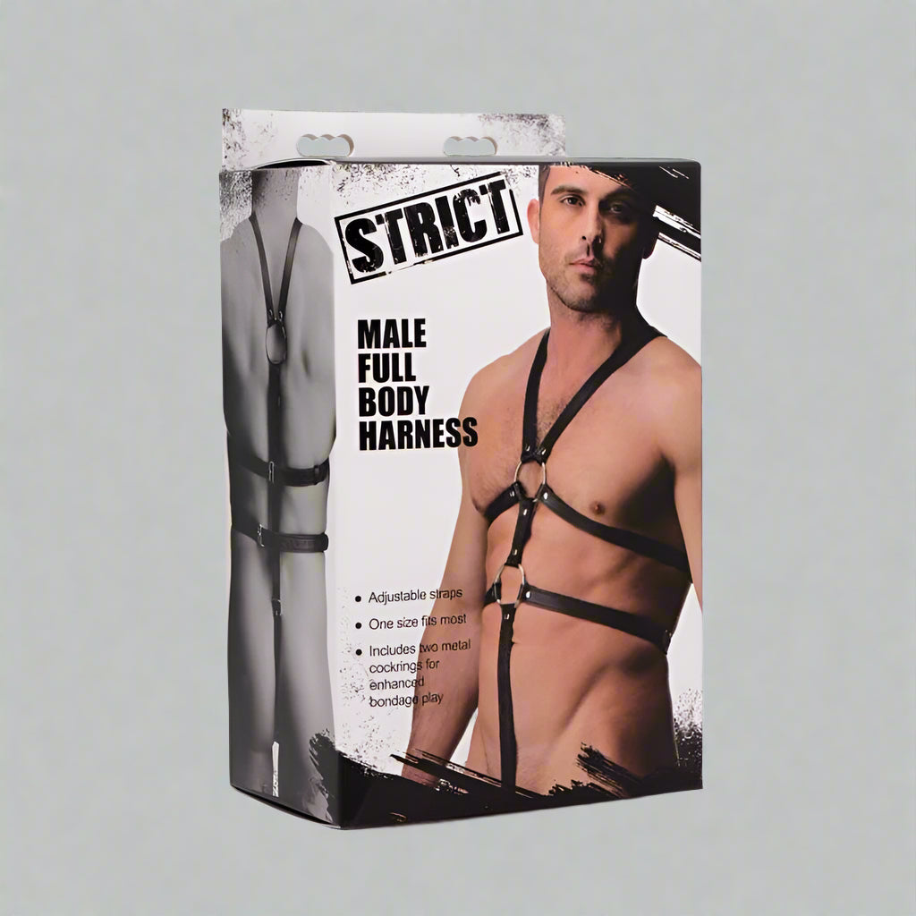 Male Full Body Harness with Two Cock Rings Strict