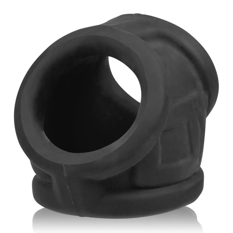 OxBalls Oxsling in Black Ice, tilted view of reinforced opening and OX panel