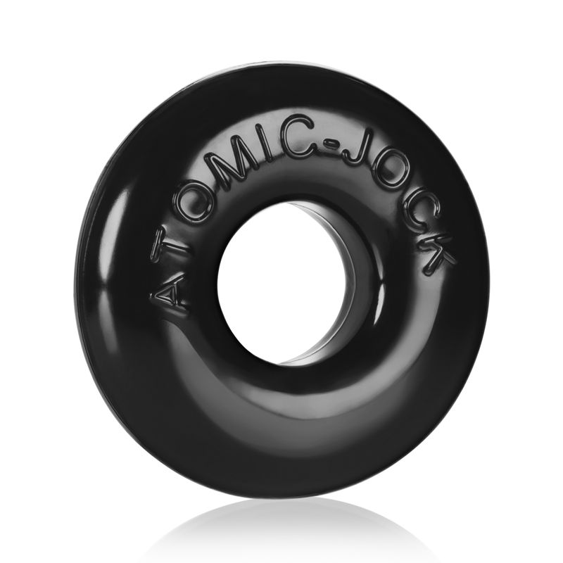 OXBALLS Ringer Black ring, angled close-up showing the opening and rounded band