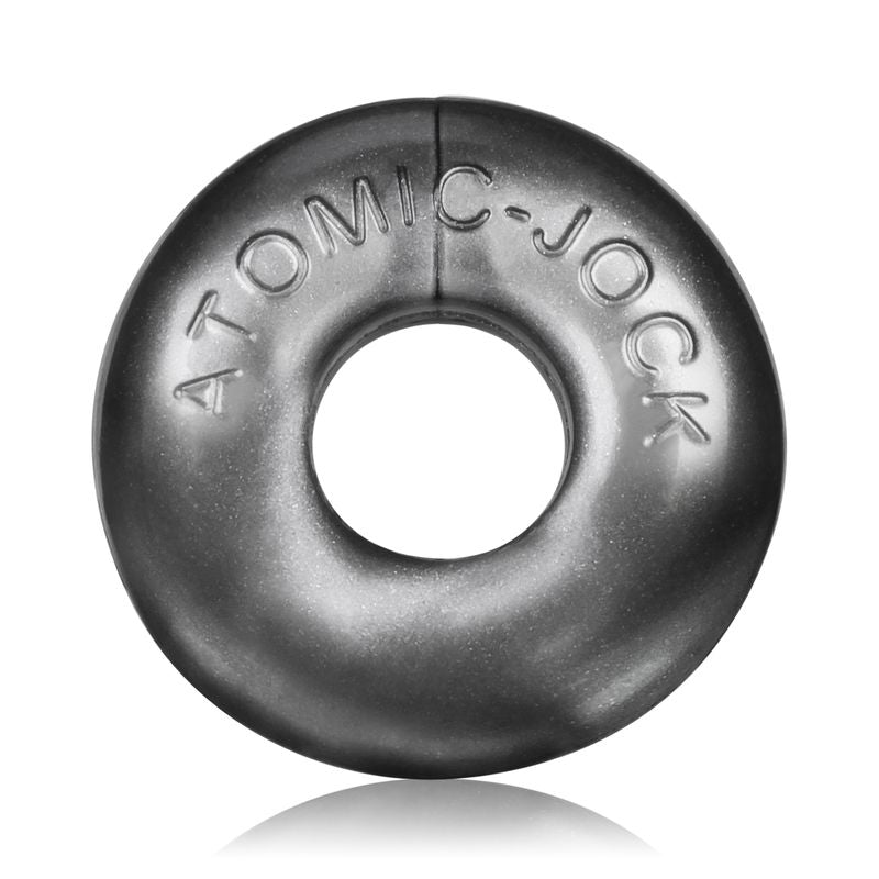 OXBALLS Ringer Steel ring, close-up front view showing Atomic-Jock lettering