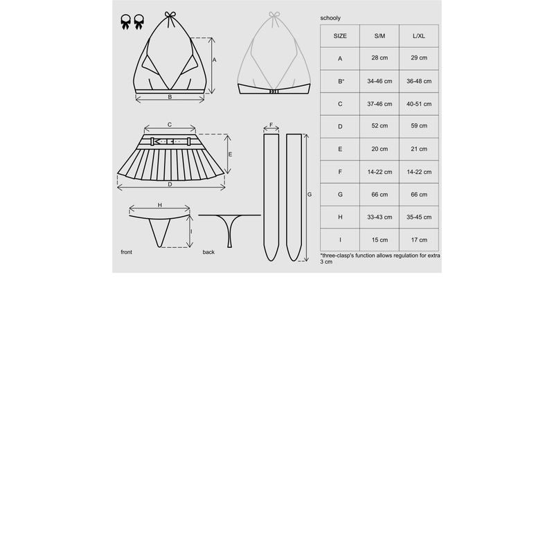 Obsessive garment measurement diagram for S/M and L/XL