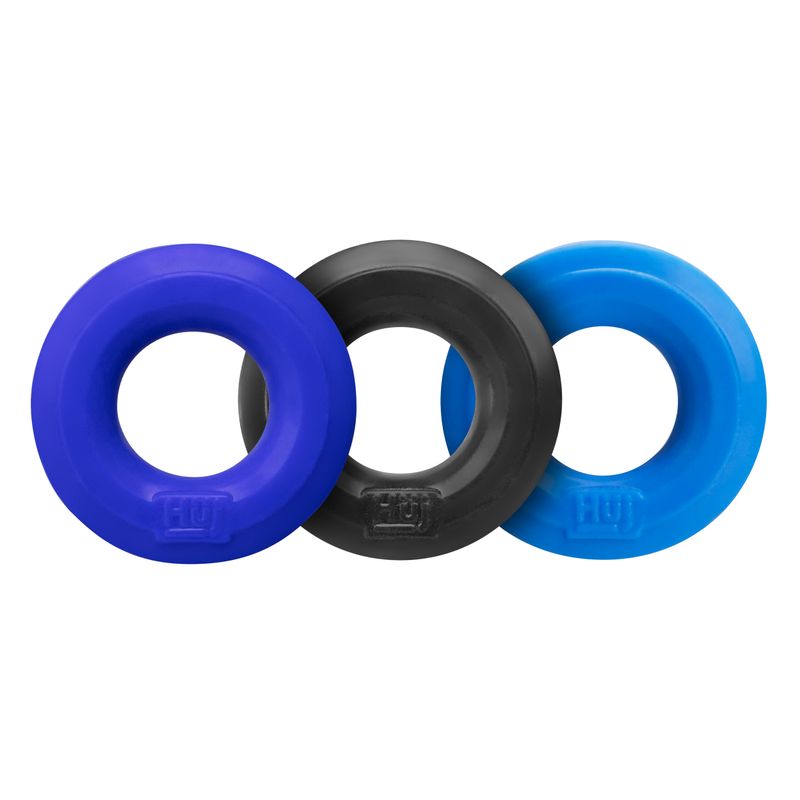 HUJ3 Cock Ring 3 Pack by Hunkyjunk Blue