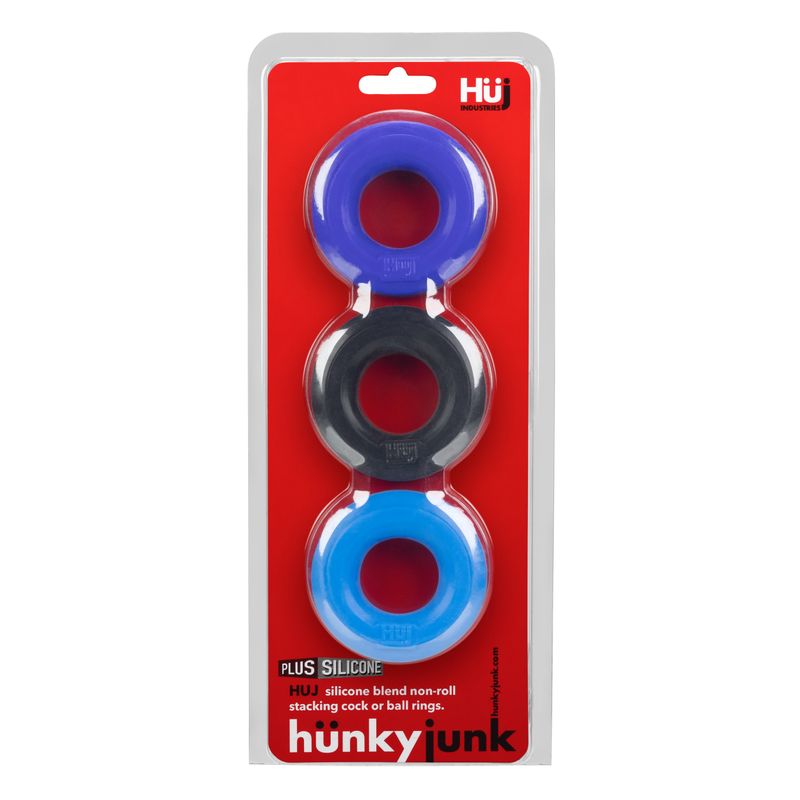 HUJ3 Cock Ring 3 Pack by Hunkyjunk Blue
