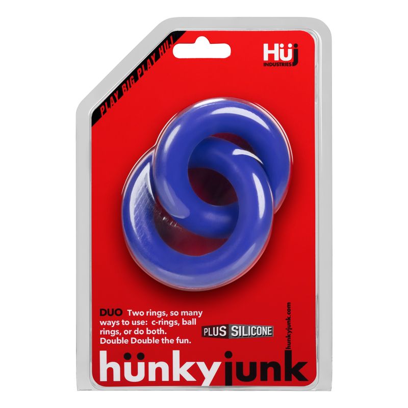 DUO Linked Cock and Ball Rings by Hunkyjunk Cobalt Blue
