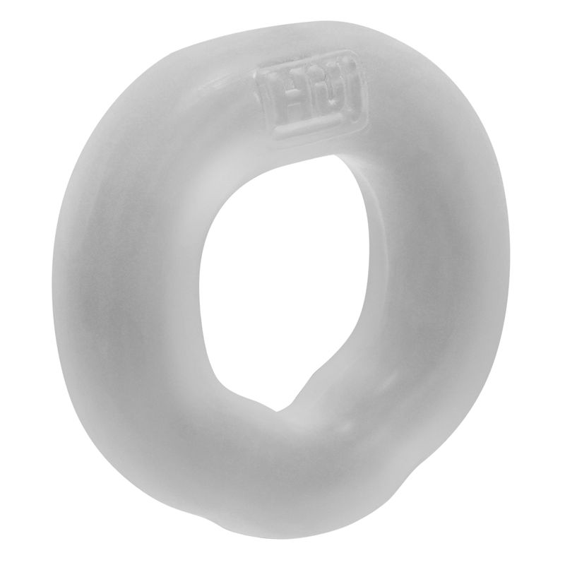 Hunkyjunk FIT Ergo Cock Ring Ice angled view of the rounded body