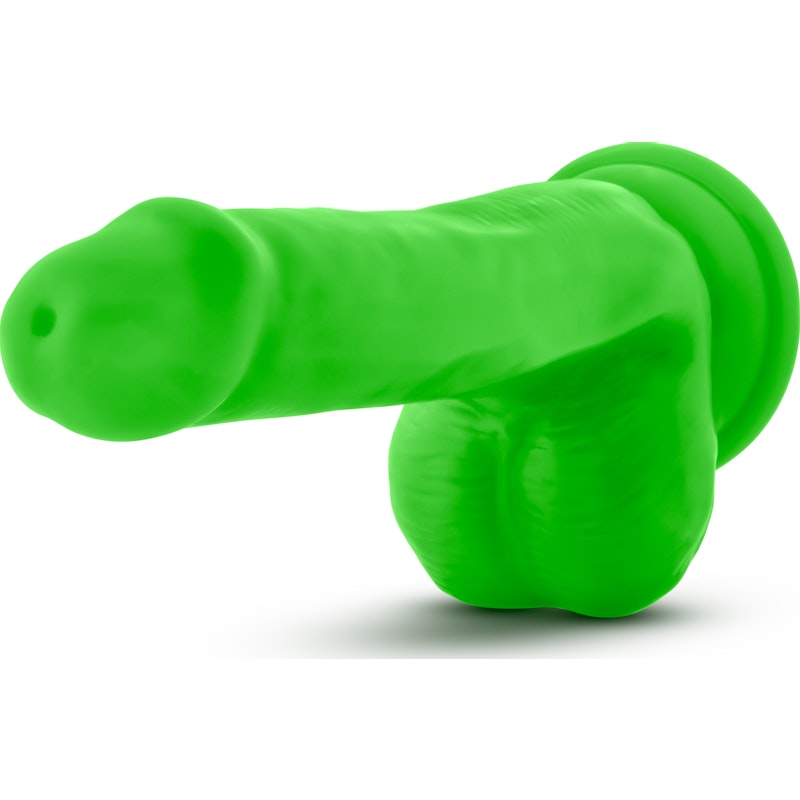Neo Elite 6in Silicone Dual Density Dildo with Balls Neon Green