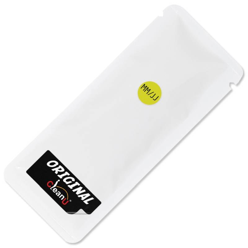 CleanUrin 25ml synthetic urine sachet with an identification sticker