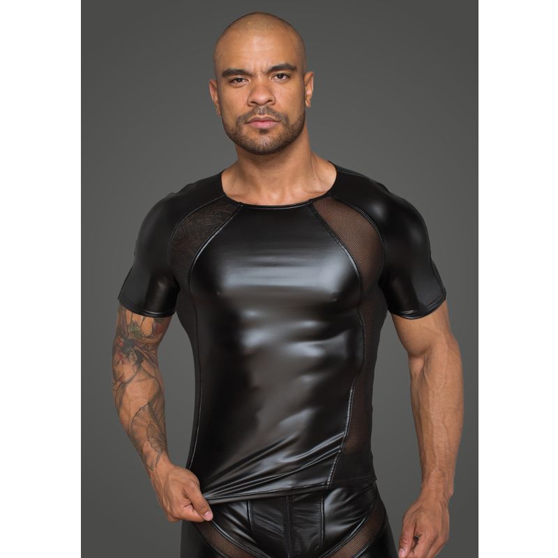 Power Wetlook Men T-shirt With 3D Net Medium Black