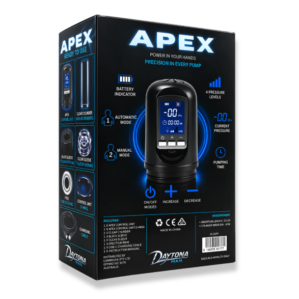 Daytona Apex Luxury LCD Automatic Penis Pump Clear