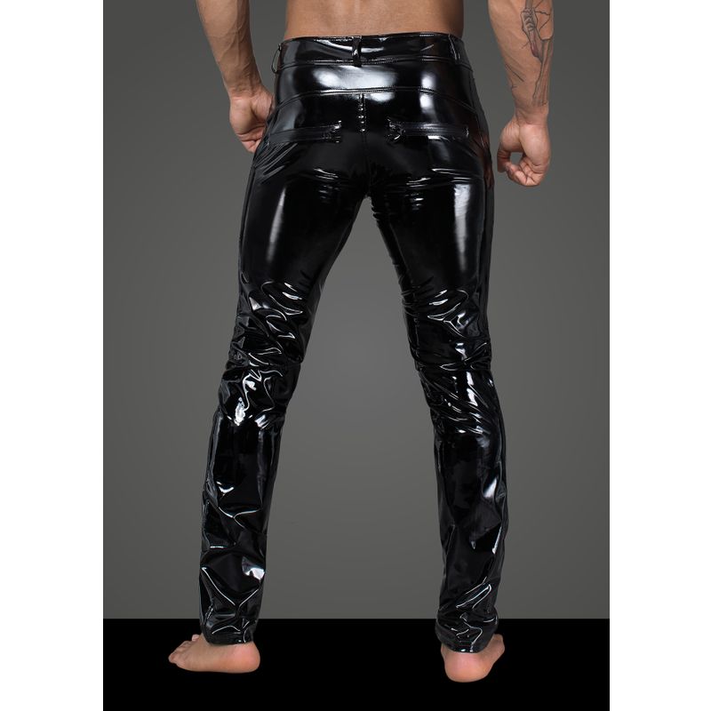 Long Elastic PVC pants Small Black