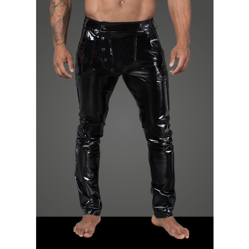Long Elastic PVC pants Medium Black