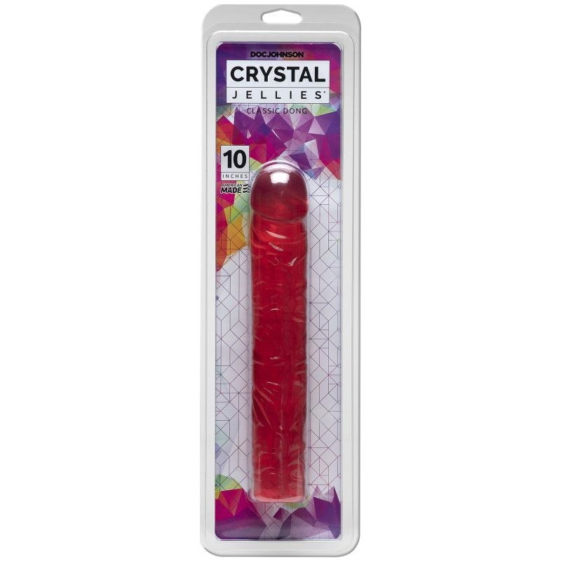 Doc Johnsons 10-Inch Pink Classic Dong Crystal Jellies