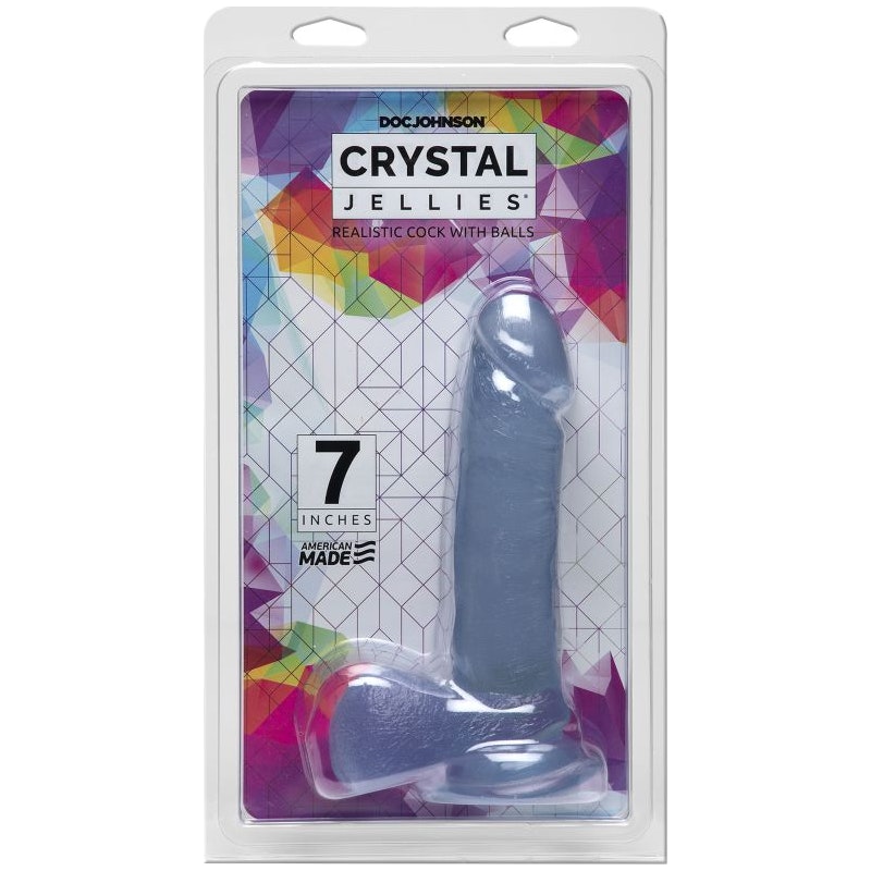 Realistic Clear Cock With Balls 7-Inch Dildo - Crystal Jellies