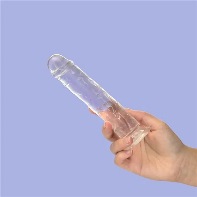 Crystal Addiction 7 inch Vertical Clear Dong - With Bonus PowerBullet