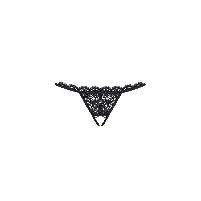 Crotchless Lace Thong 831 Black Large/Extra Large