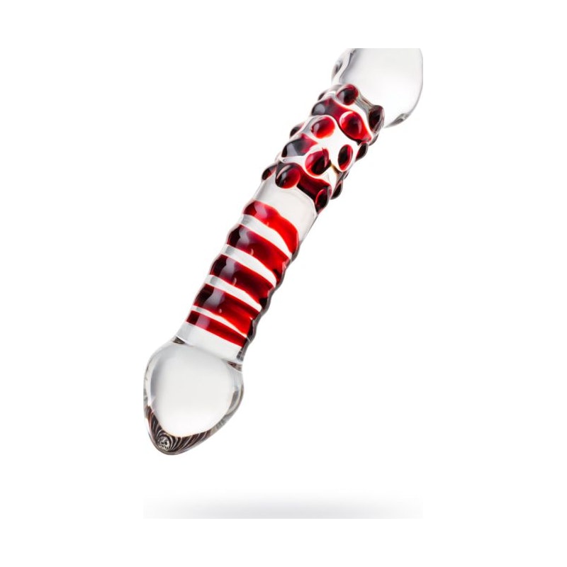Sexus Glass Dildo Red Delight 19cm Clear