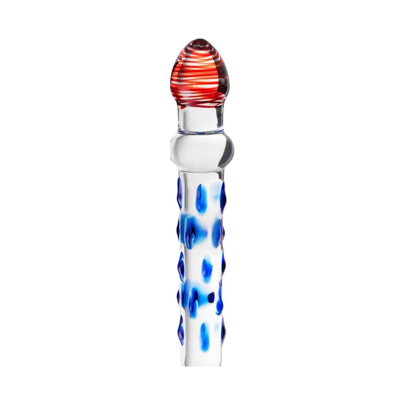 Sexus Glass Dildo Blue/Red 20 cm Blue