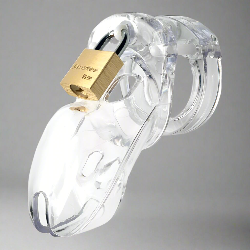 Cockcage CB-3000 Clear Chastity Cage – Secure Male Lock