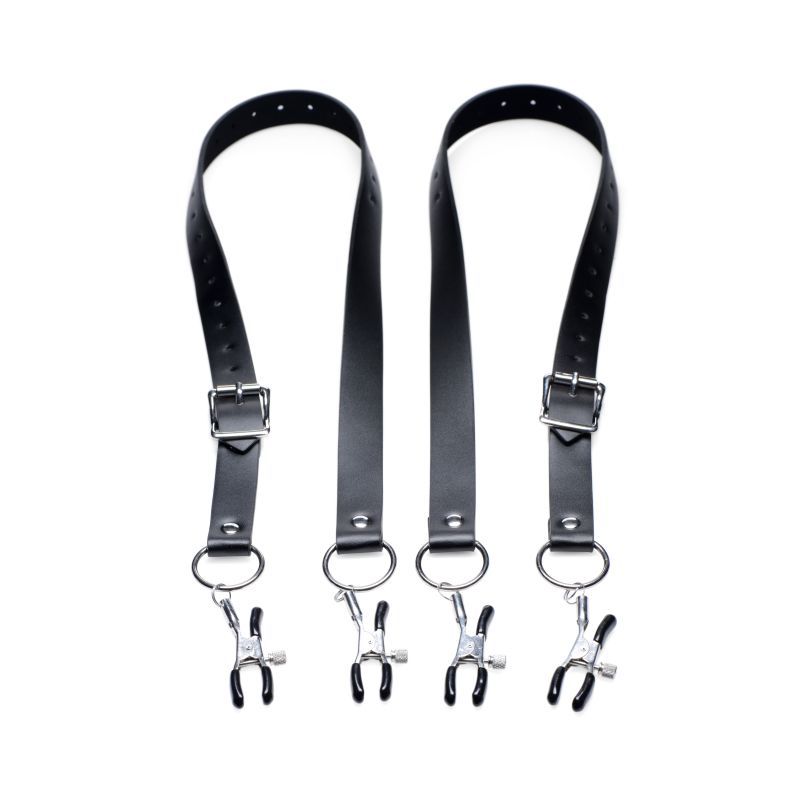 Two Spread XL straps arranged in loops, showing adjustment holes, buckle fastenings and four rubber-tipped clamps