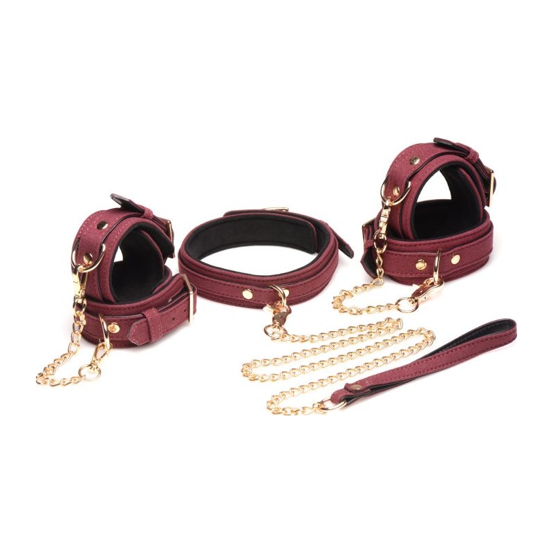 Velvet Bondage 6 Piece Set by Master Series in Burgundy