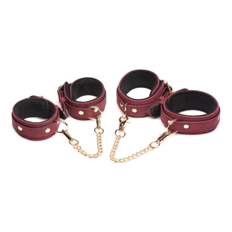 Velvet Bondage 6 Piece Set by Master Series in Burgundy