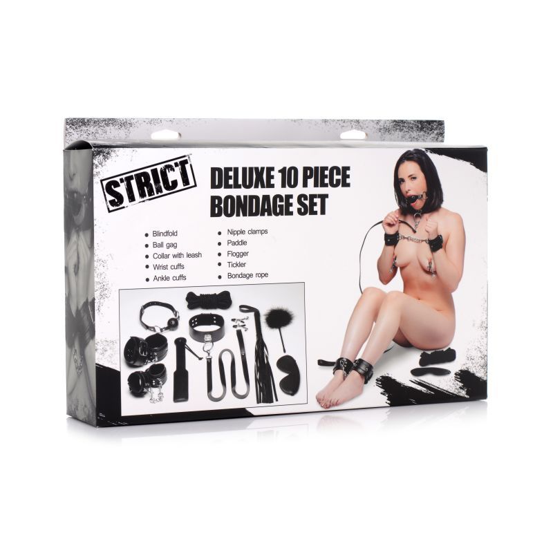 Deluxe 10 Piece Bondage Set Black