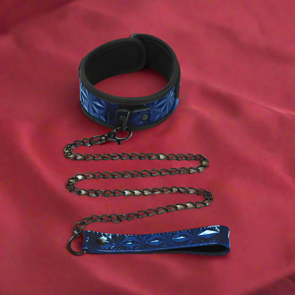 Whip Smart Diamond Collar and Leash in Striking Blue