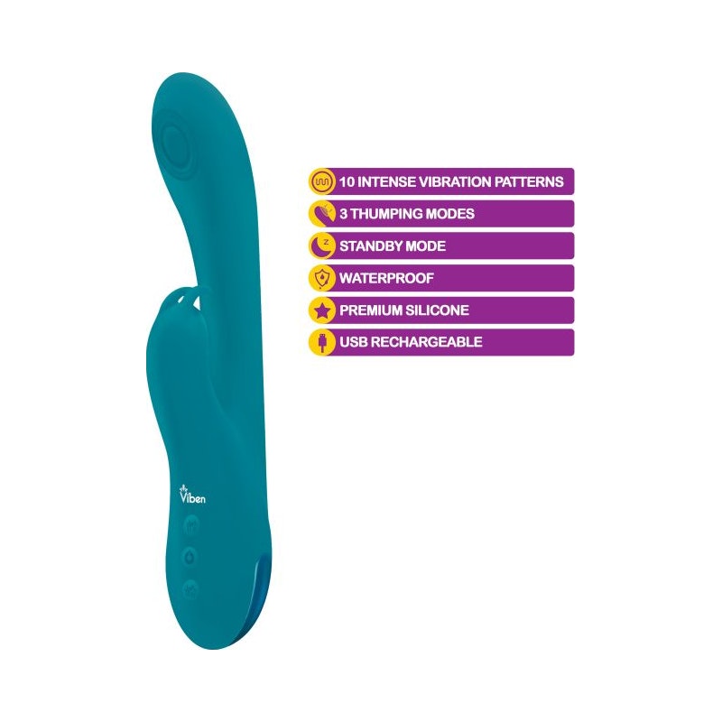 Viben Razzle Rechargeable Thumping Rabbit Ocean Aqua