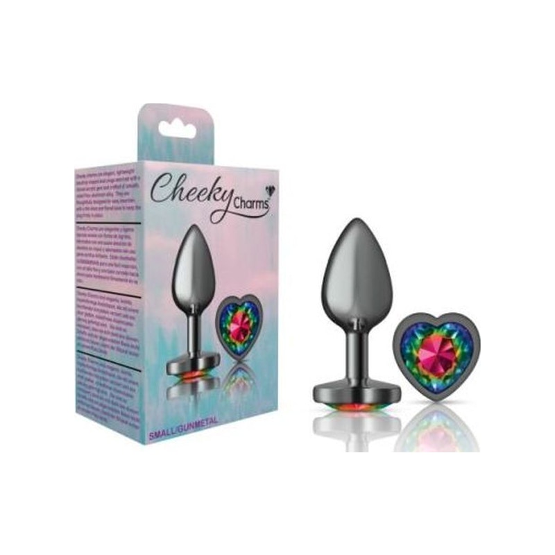 Cheeky Charms Small Butt Plug with Rainbow Heart Jewel
