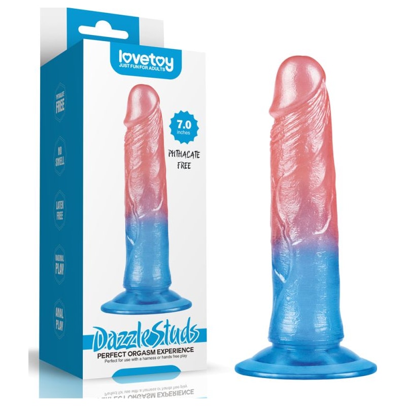 Dazzle Studs Dildo 7inch Blue & Pink