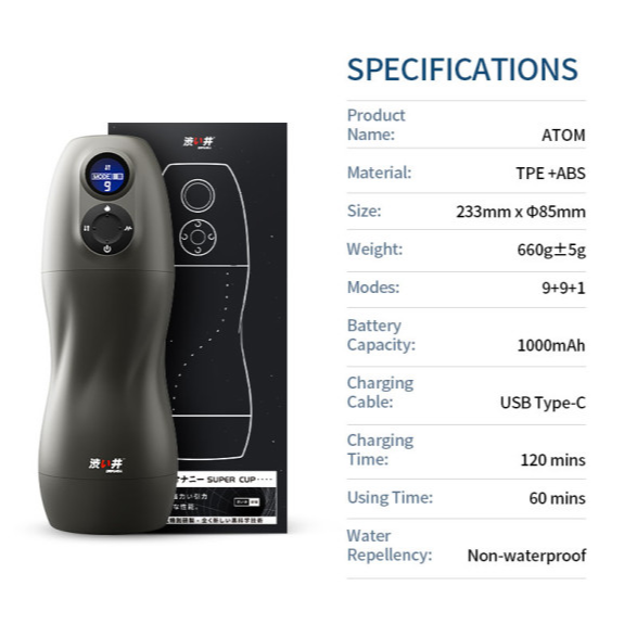 Atom Electronic Masturbator - Rechargeable Pleasure Machine