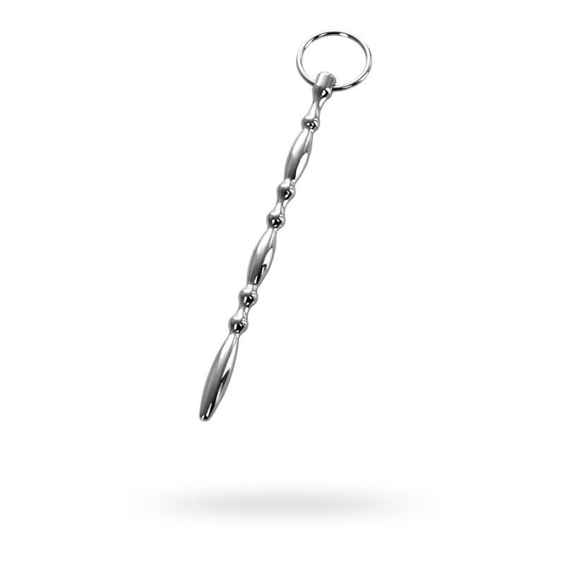 Silver Metal Beaded Urethral Plug with Ring Silver
