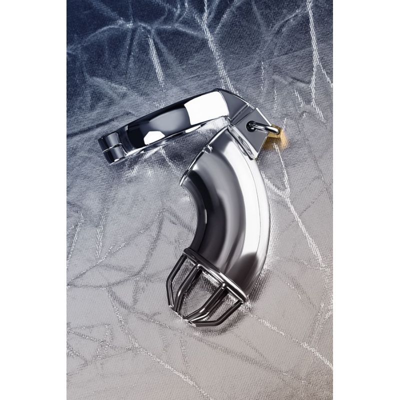 Silver Metal Cock Cage with Rings and Lock