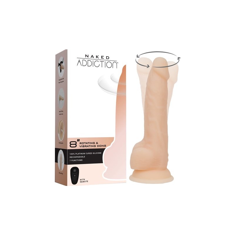 Rotating 8in Vibrating Dildo w Remote