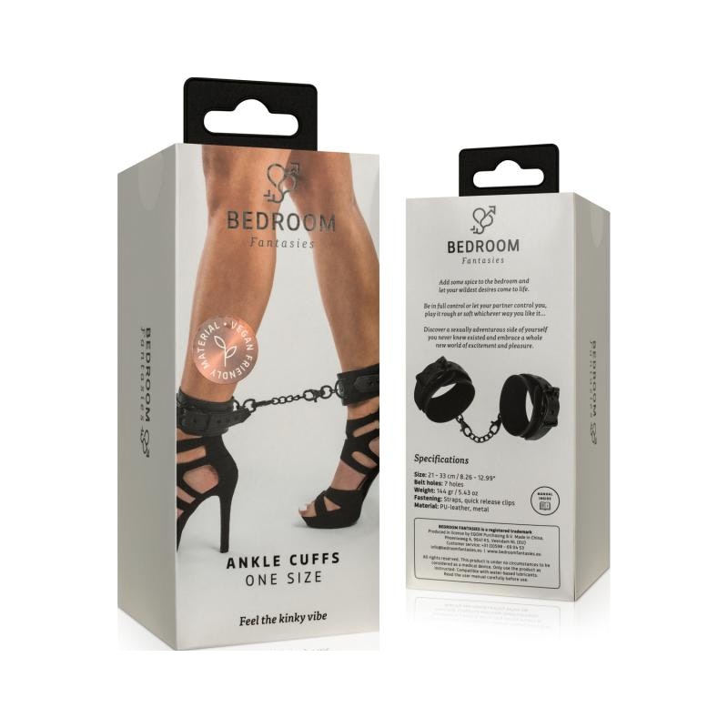 Faux Leather Ankle Cuffs Black by Bedroom Fantasies