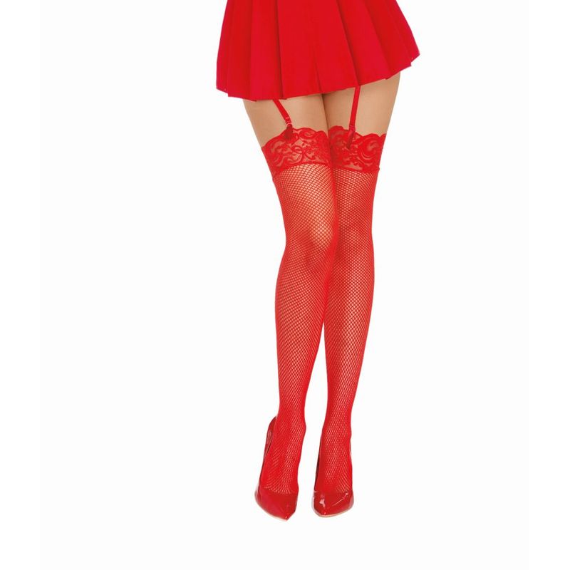 Dreamgirl Red Fishnet Thigh High Stockings | The Love Shop