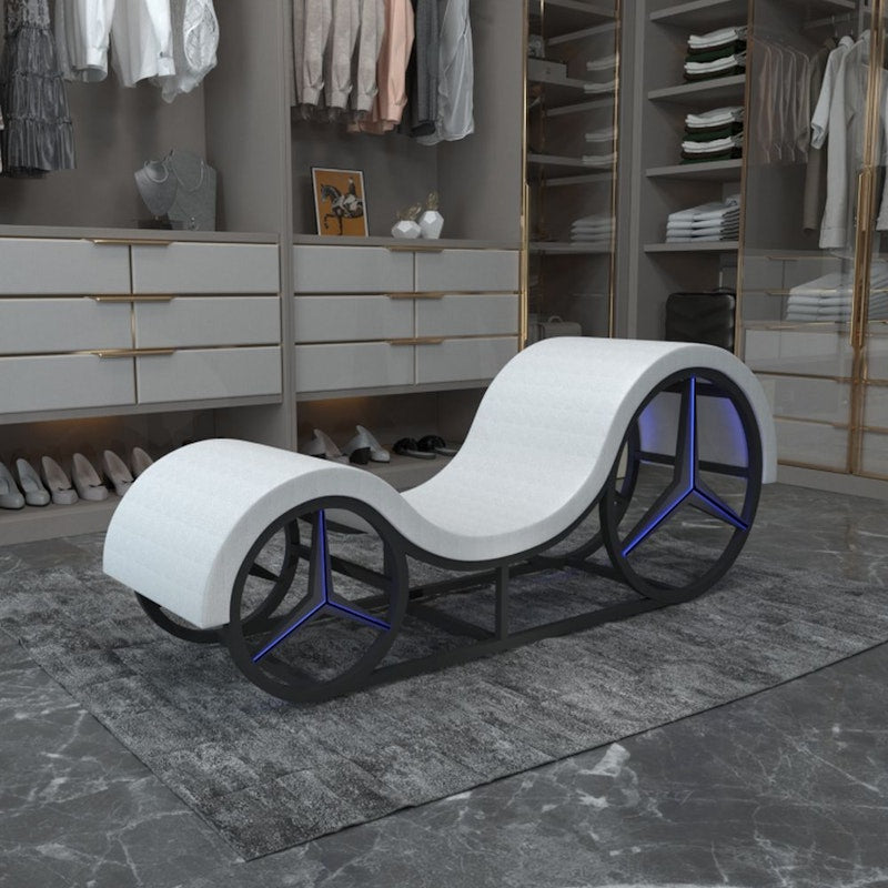 Kama Sutra Mebon Chaise Love Lounge – White with LED Lights