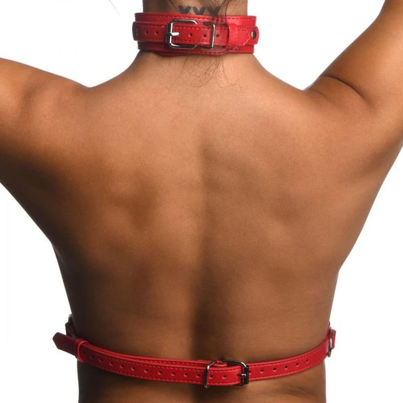 Female Chest Harness Durable & Sexy- Red Medium/Large