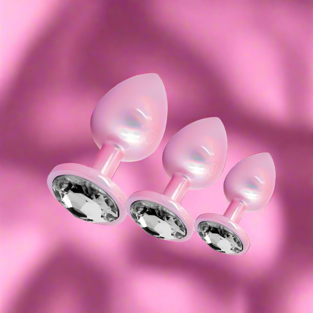 Stainless Steel Comfort 3 Piece Butt Plug Set in Pink by SXE