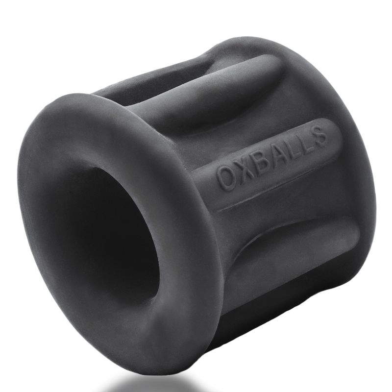 OxBalls Baller Night ball stretcher in black, angled view showing thick rims and outer ribs