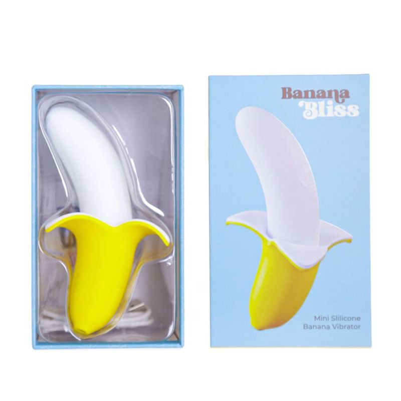 Banana Bliss 13cm Silicone Slimline Vibrator Massager Yellow