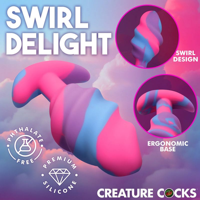Creature Cocks Unicorn Swirl Silicone Butt Plug Large