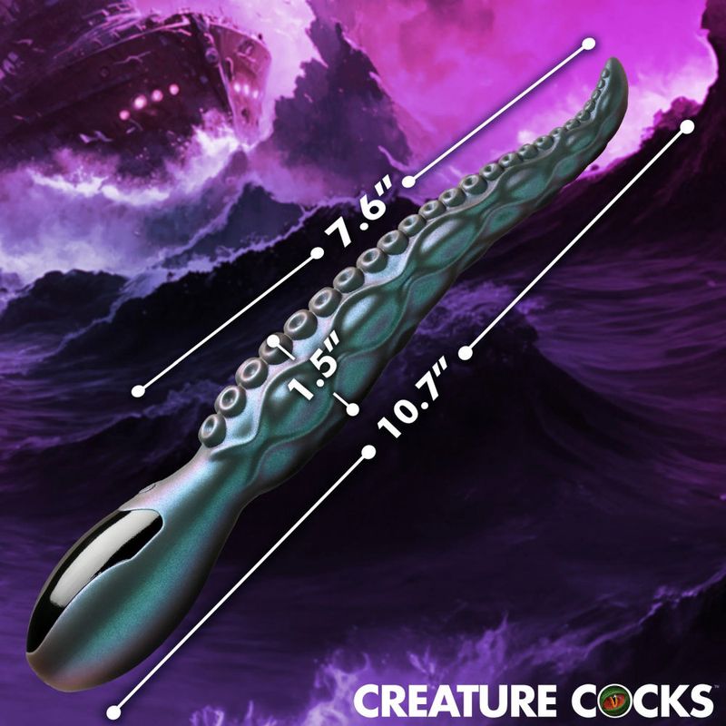 Creature Cocks Tentavibe tentacle vibrator, side profile and dimensions